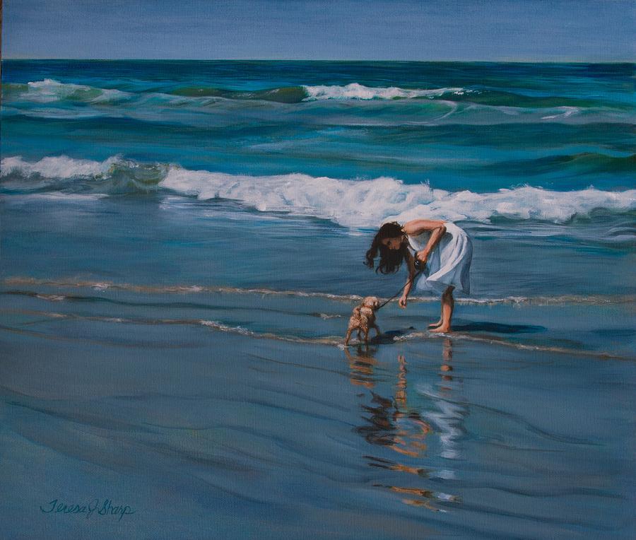 Beach Painting - Lets Play Fetch by Teresa J Sharp