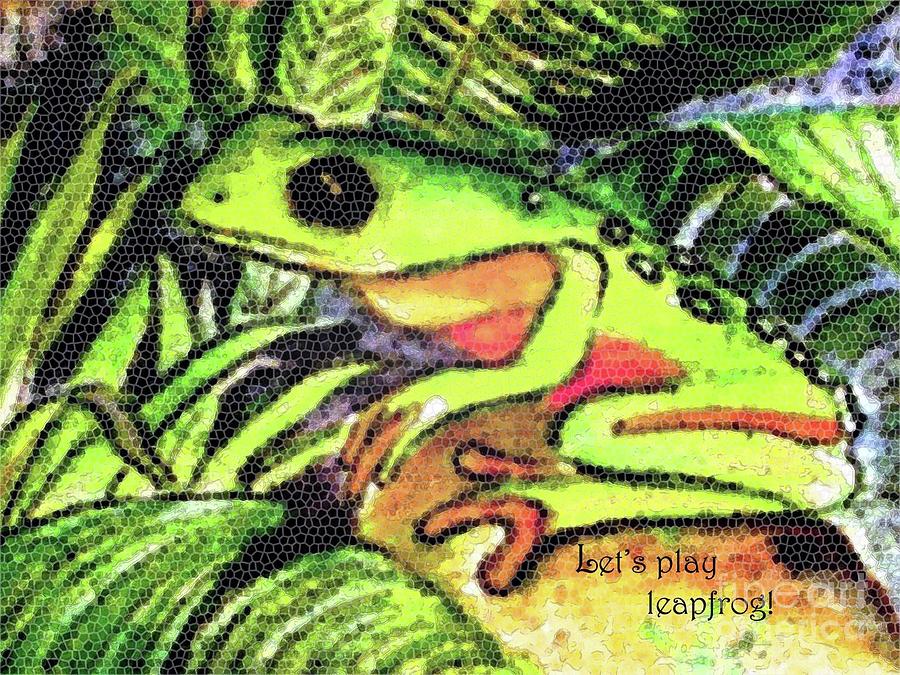 Lets Play Leap Frog Painting by Hazel Holland