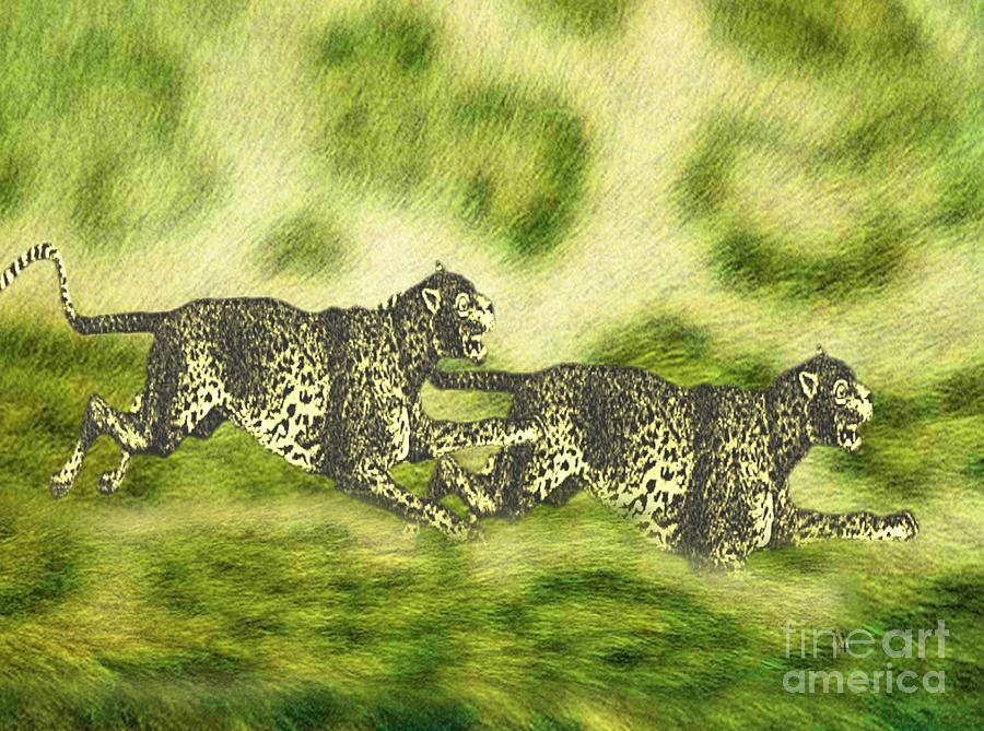 Leopard Painting - Lets Race by Belinda Threeths