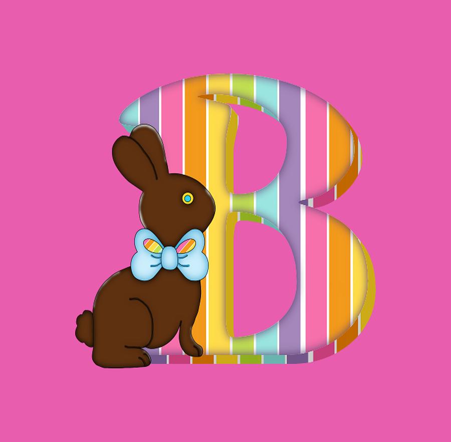 Letter B Chocolate Easter Bunny Digital Art By Debra Miller