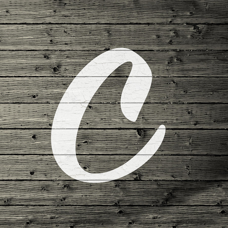 Letter Mixed Media - Letter C White Paint Peeling From Wood Planks by Design Turnpike Letter Mixed Media - Letter C White Paint Peeling From Wood Planks by Design Turnpike