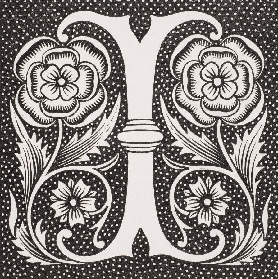 Rose Drawing - Letter I by French School