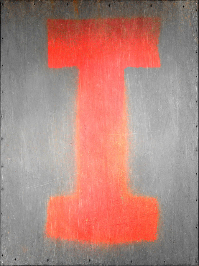 Letter I Red On Steel Photograph
