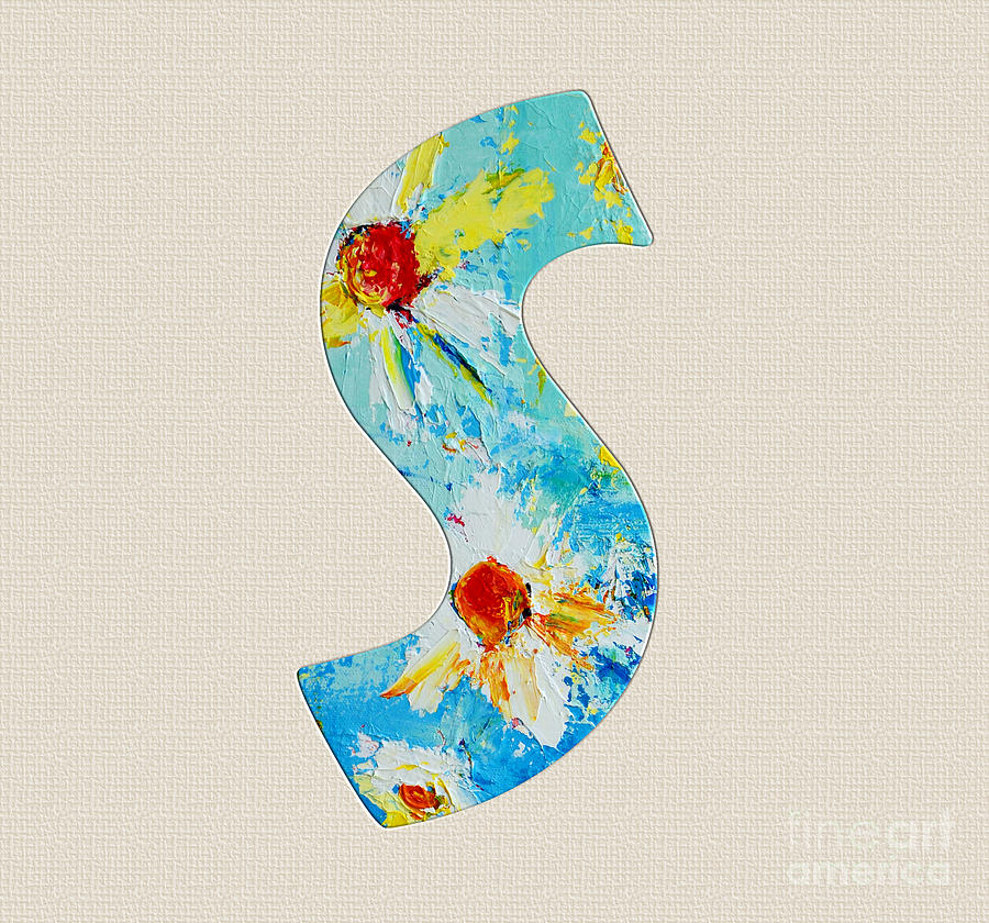 Letter S Roman Alphabet - A Floral Expression, Typography Art Painting ...