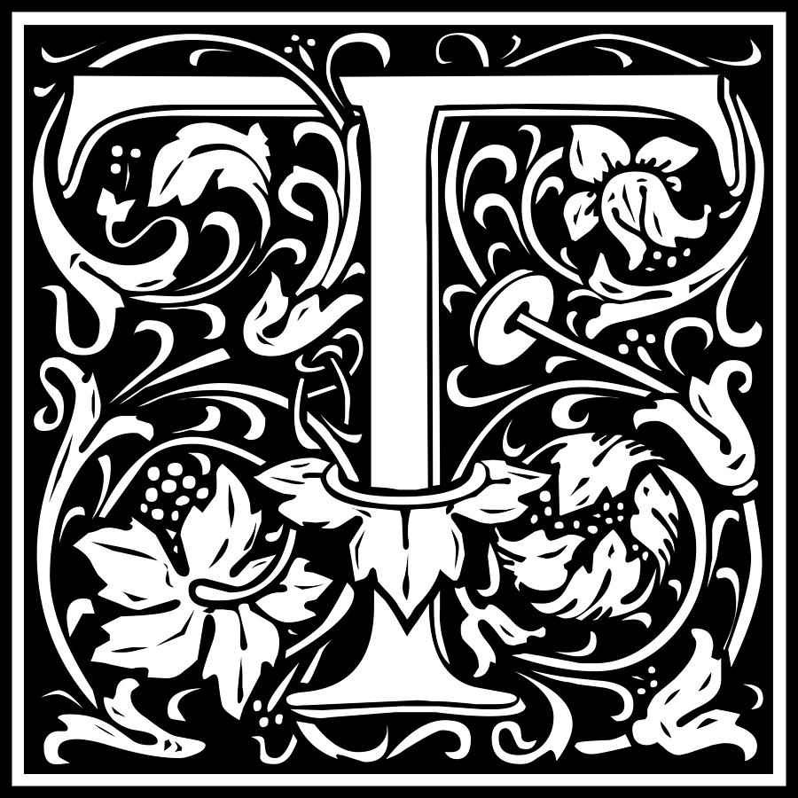 Letter T In Morris Font XXX Tapestry - Textile By William Morris