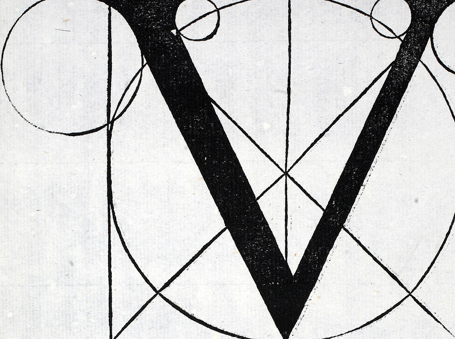 Leonardo Da Vinci Drawing - Letter V by Leonardo Da Vinci