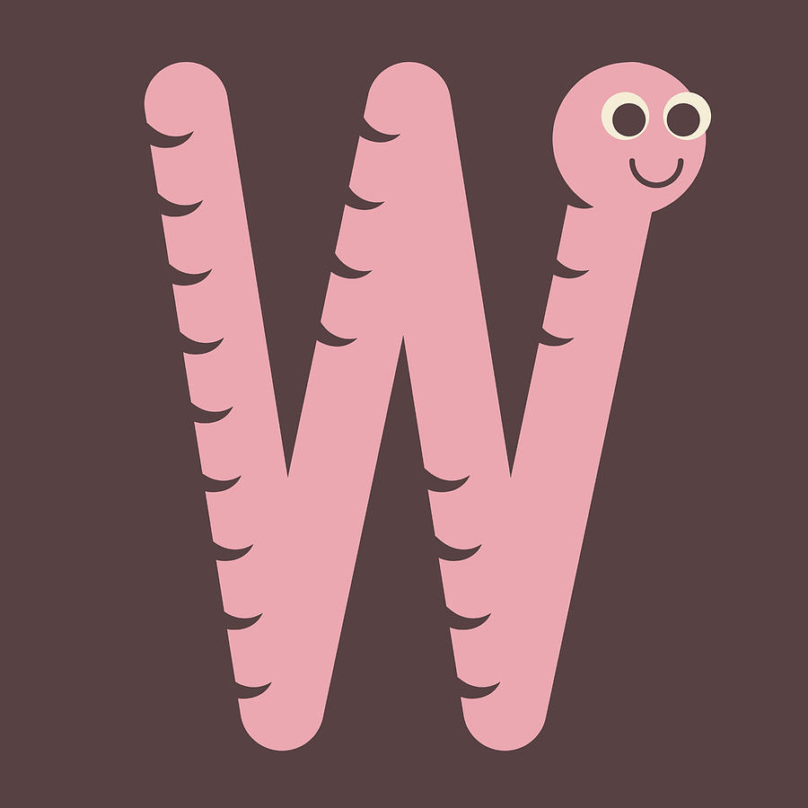  Letter W  Animal Alphabet  Worm Monogram Digital Art by 