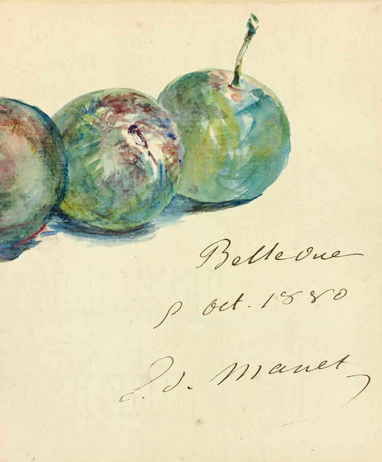Letterhead illustrated with three Plums Painting by Edouard Manet