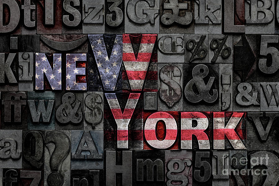 Letterpress New York Flag Photograph