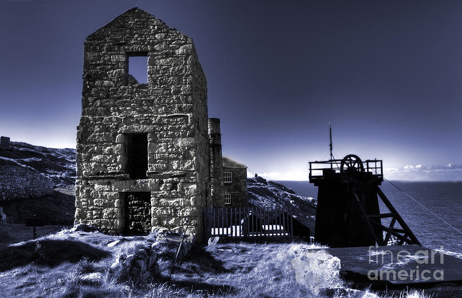 Architecture Photograph - Levant Mine in blue by Rob Hawkins