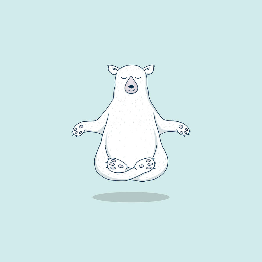 Buddha Digital Art - Levitating Meditating Polar Bear by Laura Ostrowski