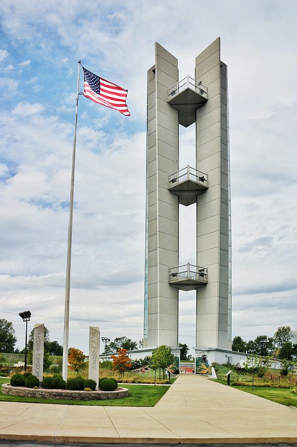 Lewis and Clark Confluence Tower and Flag Photograph by Buck Buchanan ...