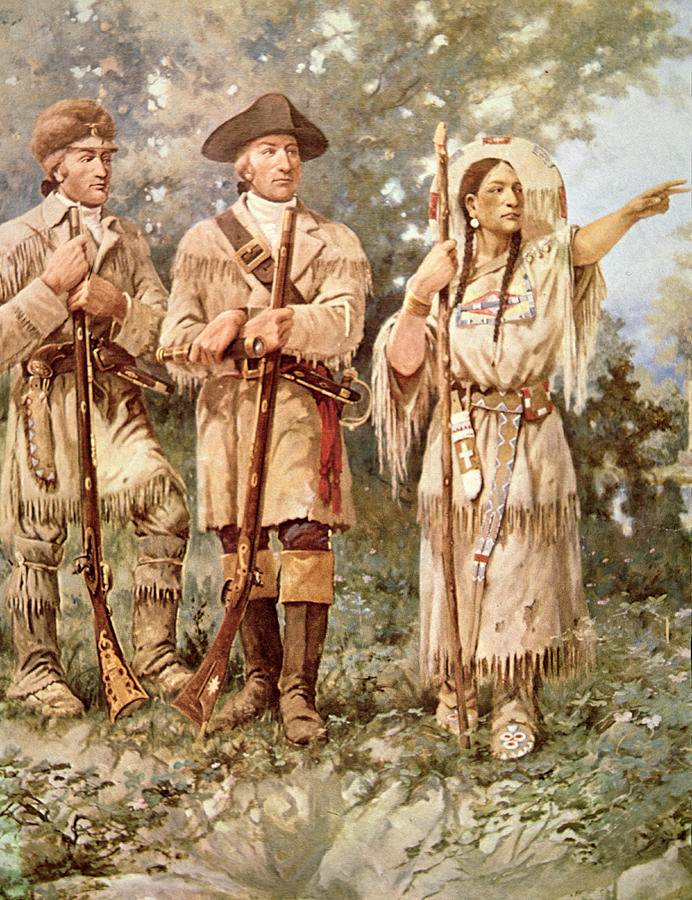 Tree Drawing - Lewis and Clark with Sacagawea by Edgar Samuel Paxson