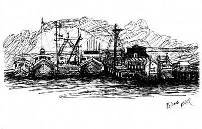 Sea Gypsy Painting - Lewis Bay Hyannis Docked Boats by Rebecca Marona Sea Gypsy Painting - Lewis Bay Hyannis Docked Boats by Rebecca Marona