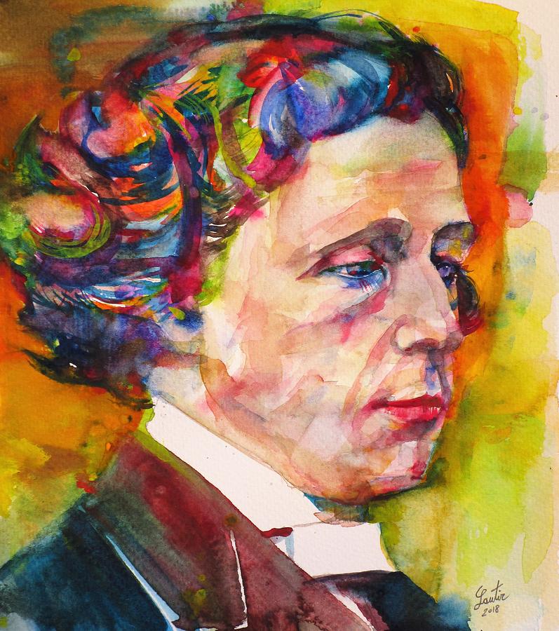 LEWIS CARROLL - watercolor portrait.4 Painting by Fabrizio Cassetta
