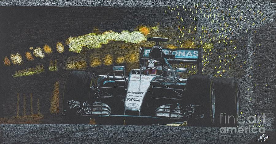 Lewis Hamilton Mercedes  victory at Montecarlo 2016 Drawing by Lorenzo Benetton
