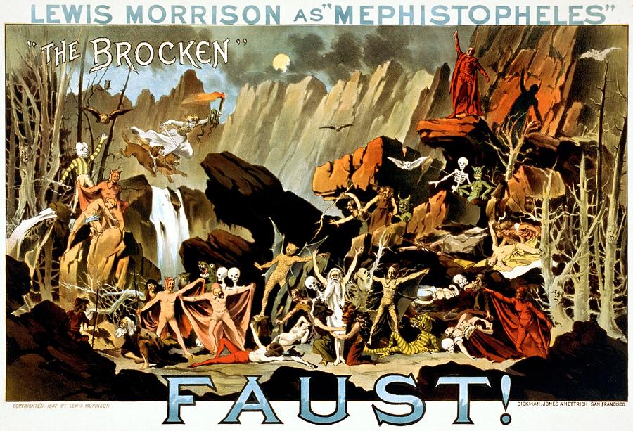 Lewis Morrison as Mephistopheles in Faust, performance poster, ca. 1887 Painting by Vincent Monozlay