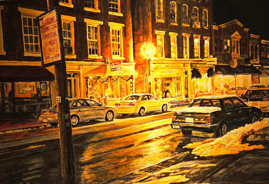Street Scene Painting - Lexington Street Light by Thomas Akers