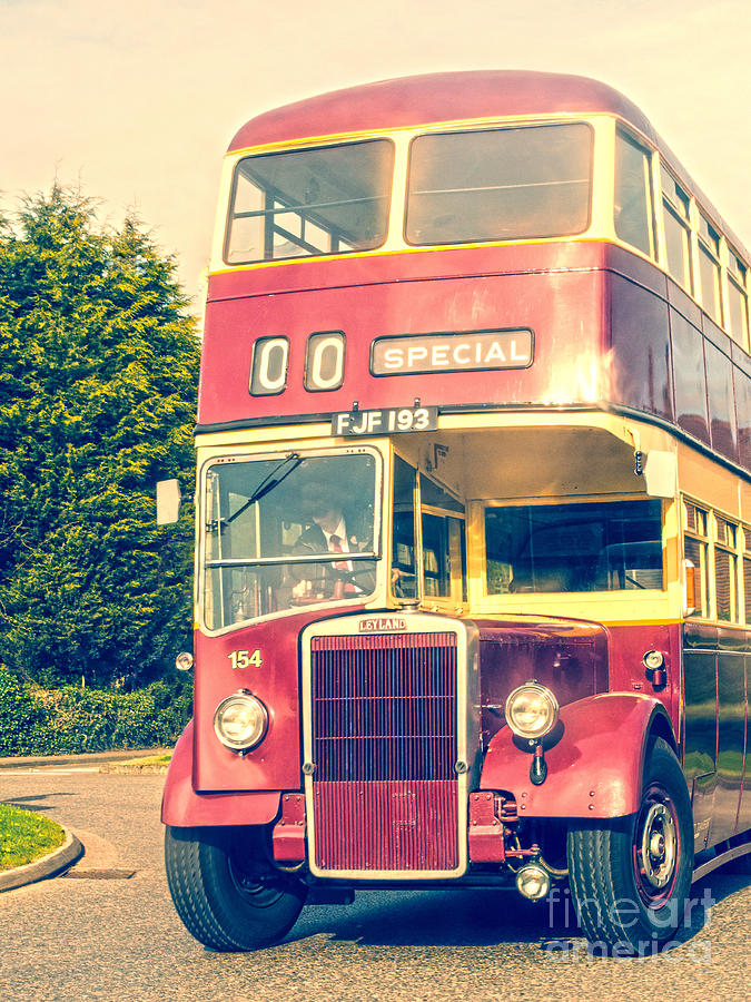 Vintage Photograph - Leyland Double Decker Bus by Linsey Williams