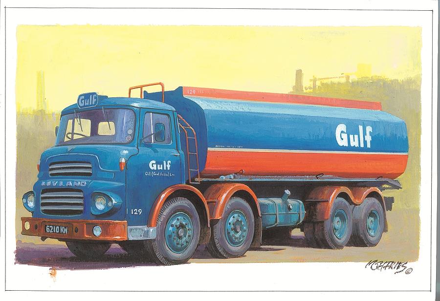 Leyland Octopus Gulf Oil. Painting by Mike Jeffries