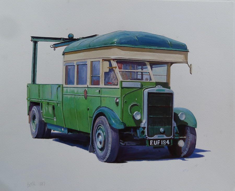 Leyland Southdown wrecker. Painting by Mike Jeffries