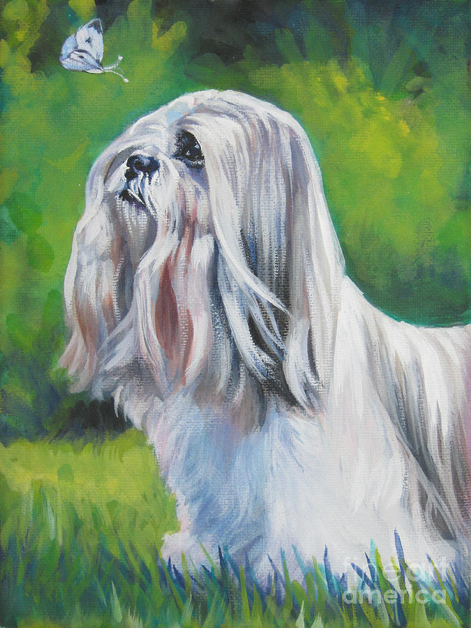 Butterfly Painting - Lhasa Apso by Lee Ann Shepard