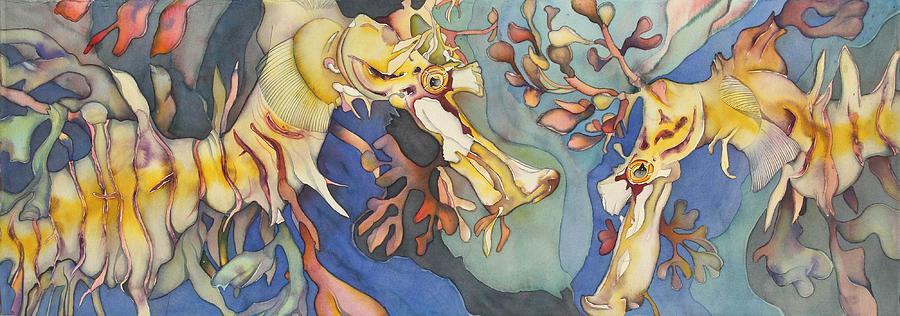 Seahorse Painting - Lhippocampe jaune by Liduine Bekman