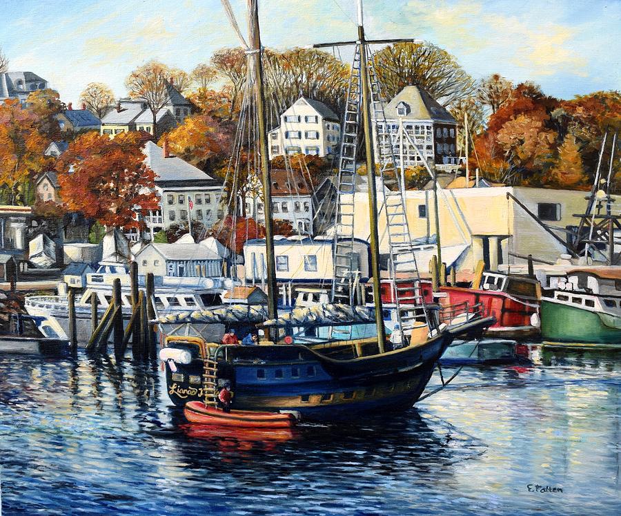 Lianas Ransom in Gloucester Harbor Painting by Eileen Patten Oliver