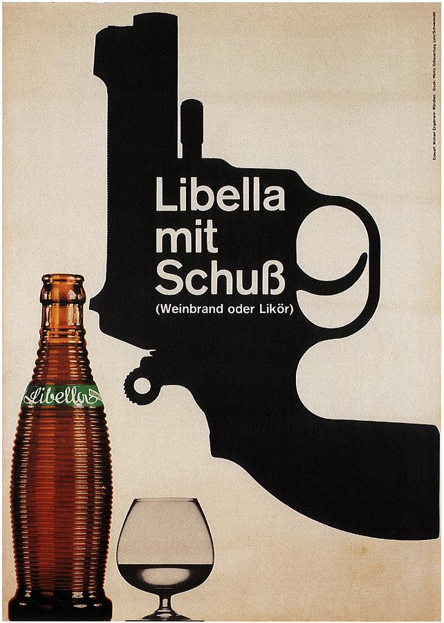 Libella Mit Schub - Drinks, Revolver - Vintage Alcohol Poster Mixed Media by Studio Grafiikka