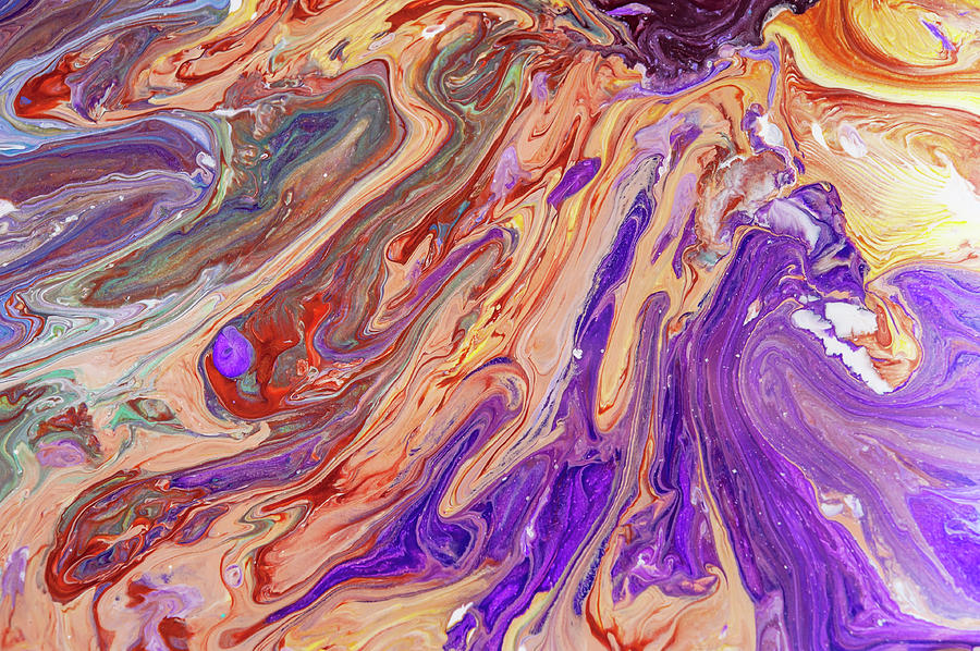 Liberation 1. Abstract Fluid Acrylic Pour Painting by Jenny Rainbow