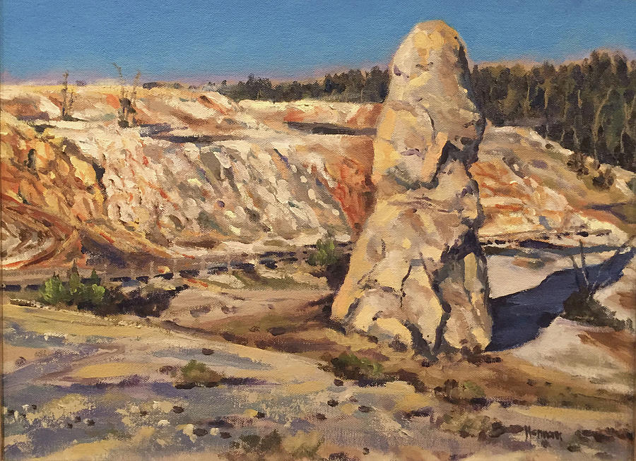 Liberty Cap, Mammoth Terraces, Yellowstone NP Painting by Les Herman