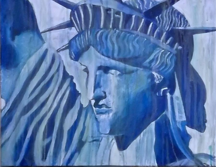 Statue Painting - Liberty in Blue by Valerie DiMartino