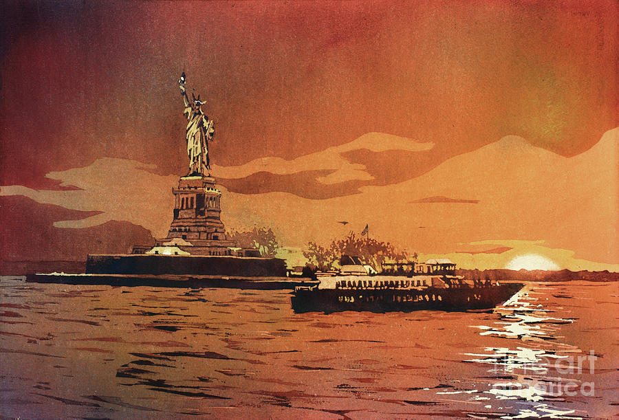 Liberty Island- New York Painting by Ryan Fox