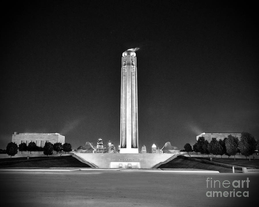 Kansas City Photograph - Liberty Memorial in Kansas City BW by Catherine Sherman