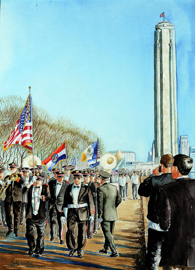 Liberty Memorial KC Veterans Day 2001 Painting by Carolyn Coffey Wallace