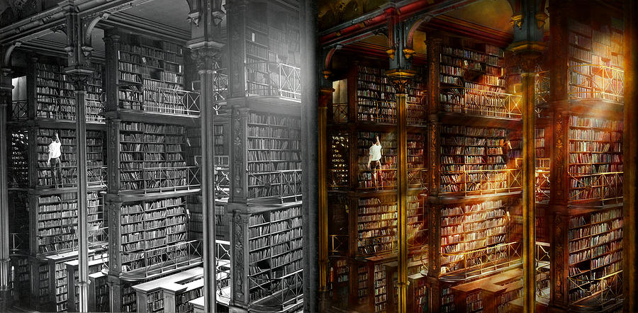 Library - It starts with a single page 1920 - Side by Side Photograph by Mike Savad