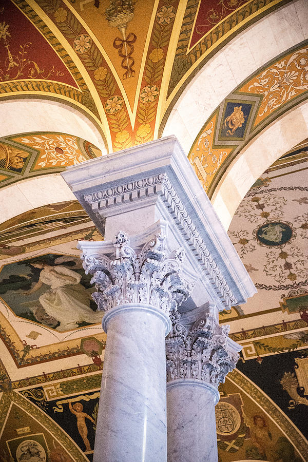 Don Johnson Photograph - Library of Congress Column and Ceiling by Don Johnson