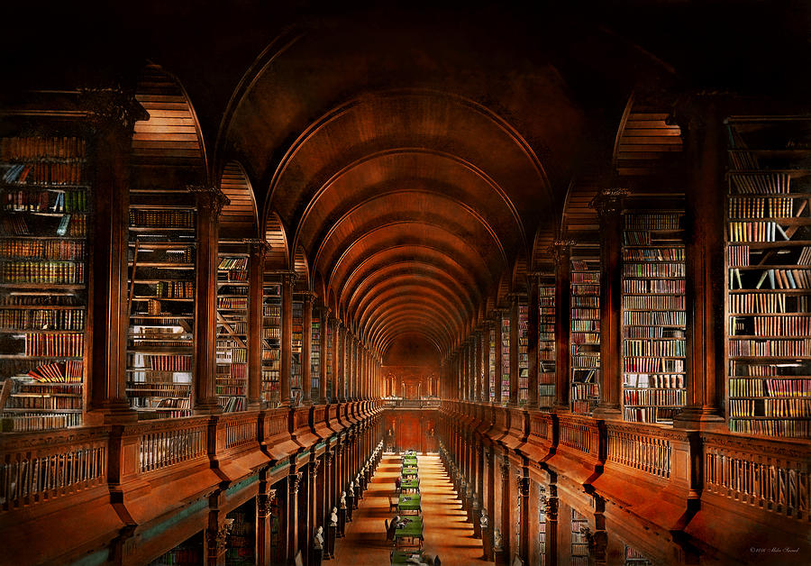 Library - The long room 1885 Photograph by Mike Savad