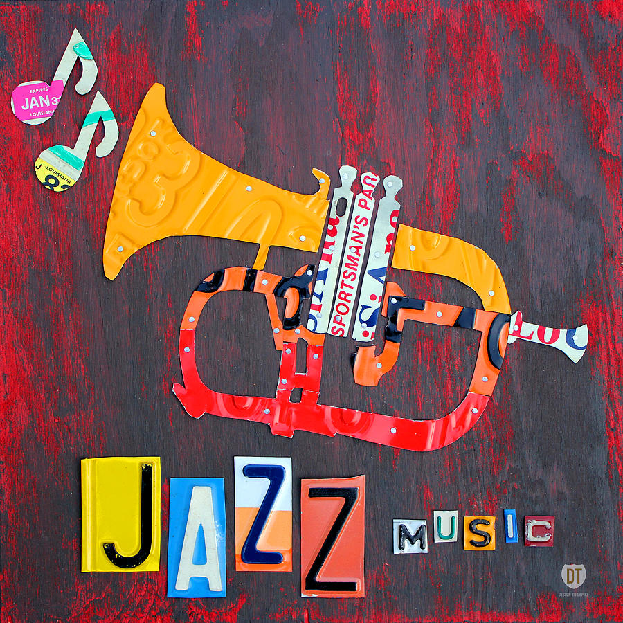 License Plate Art Jazz Series Number One Trumpet Mixed Media by Design ...