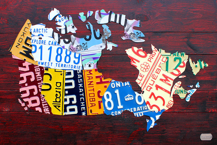 Map Mixed Media - License Plate Map of Canada by License Plate Art and Maps