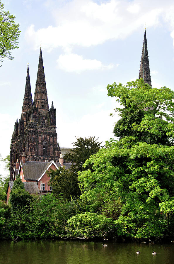 Lichfield Cathedral from Minster Pool Photograph by Rod Johnson