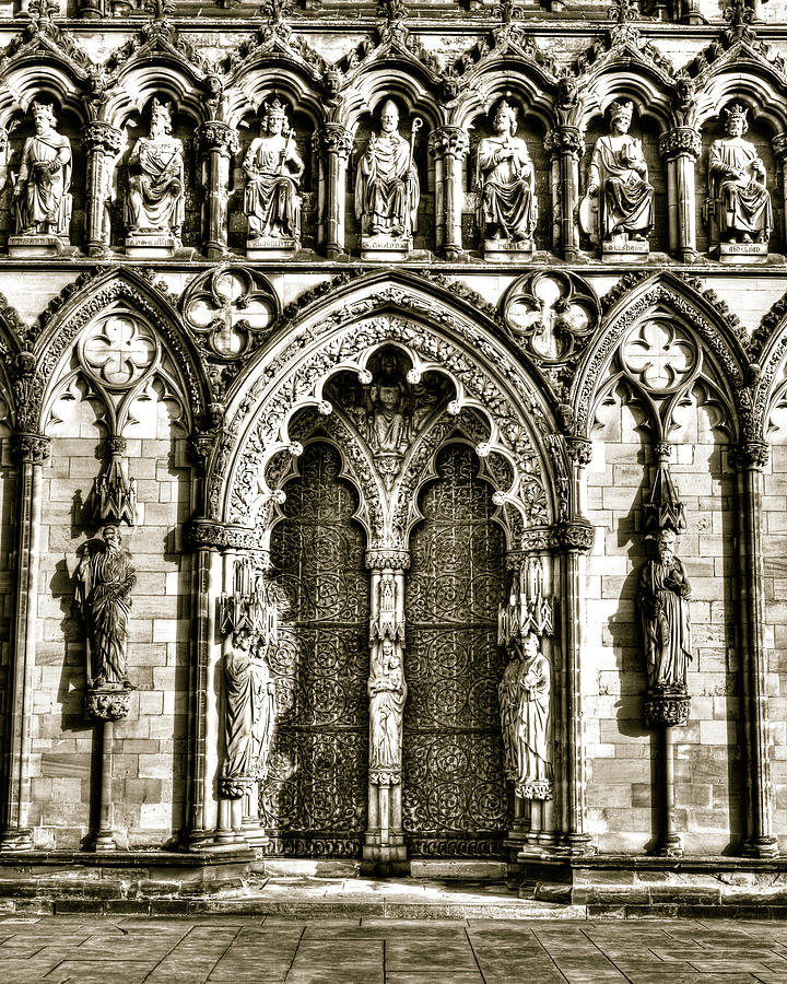 Architecture Photograph - Lichfield Cathedral West front main entrance by Jacek Wojnarowski