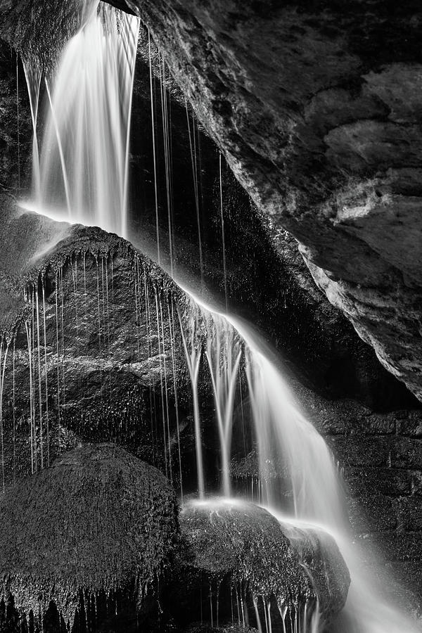 Black And White Photograph - Lichtenhain Waterfall - bw version by Andreas Levi