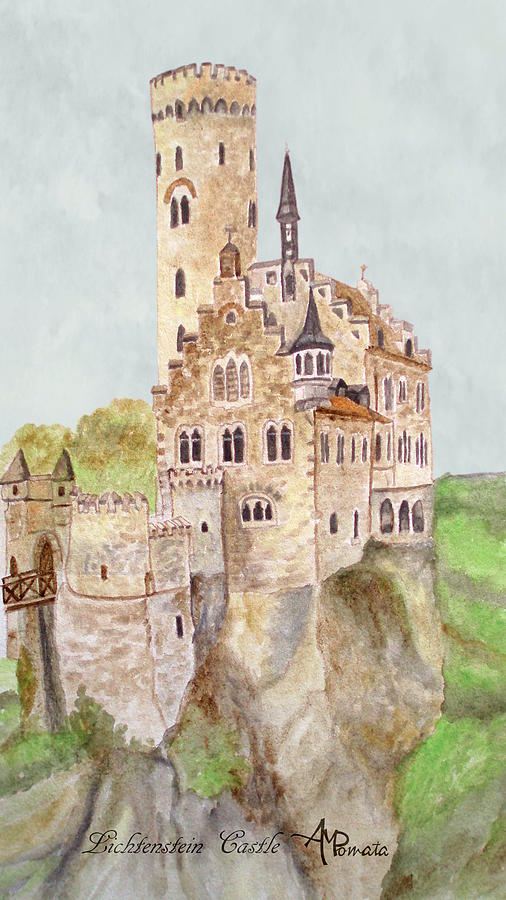 Lichtenstein Castle Painting by Angeles M Pomata
