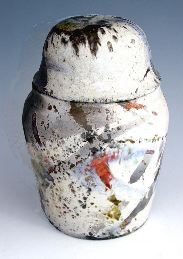 Lidded Raku Jar Ceramic Art by Alene Sirott-Cope
