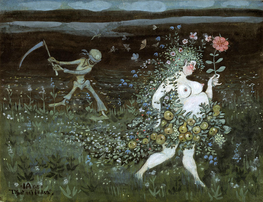 Flower Painting - Life and Death by Ivar Arosenius