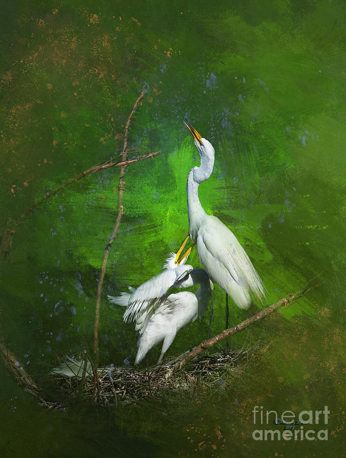 Egret Mixed Media - Life and Death by Marvin Spates