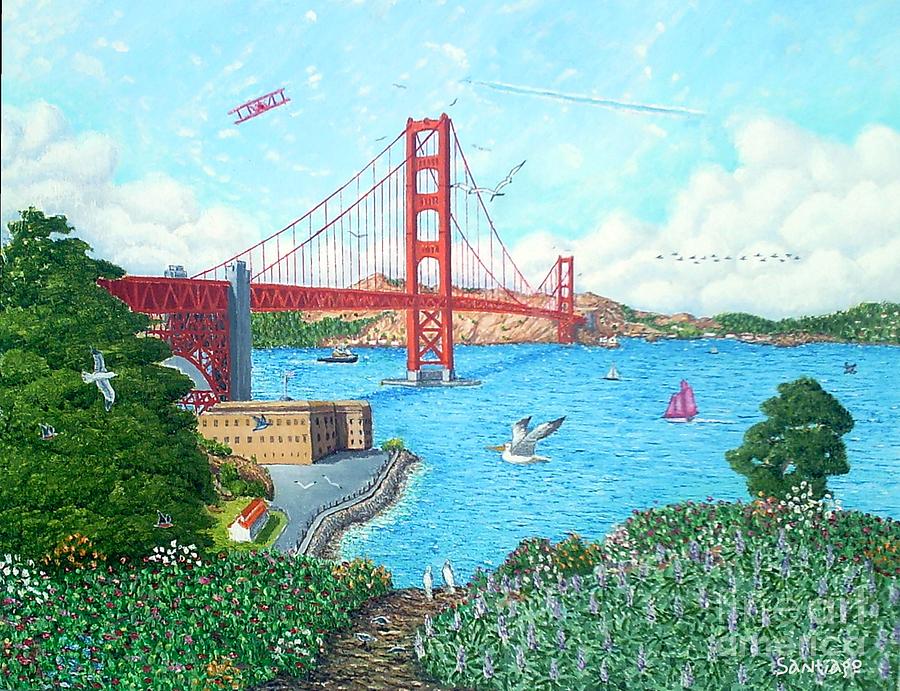 San Francisco Painting - Life At The Golden Gate by Santiago Chavez