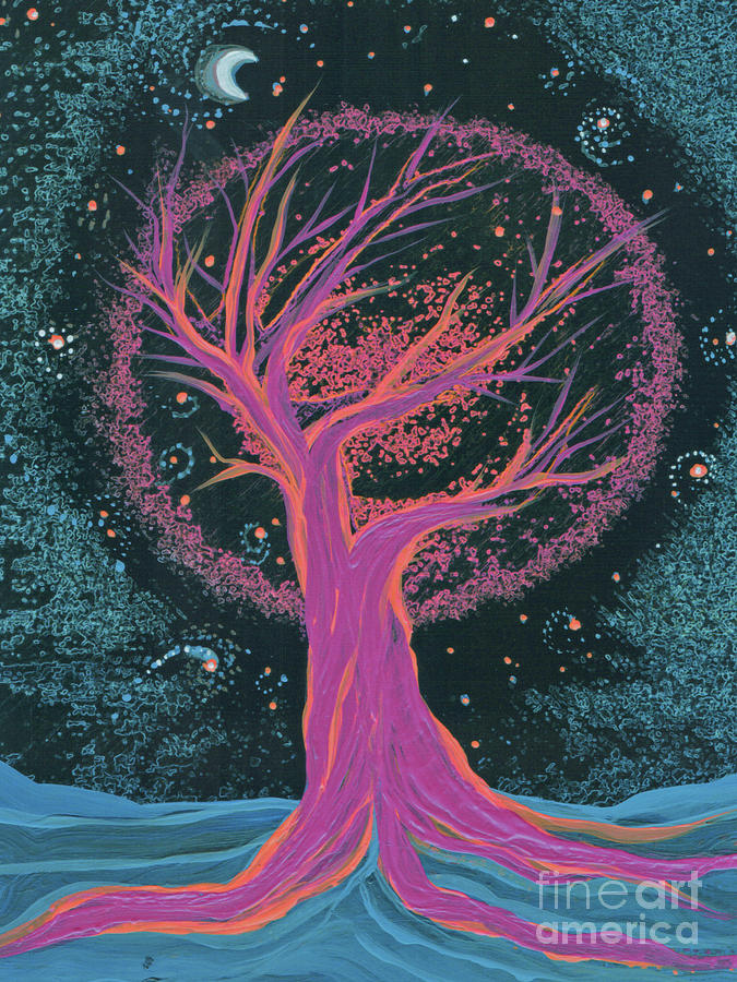 Life Blood Tree pink by jrr Painting by First Star Art