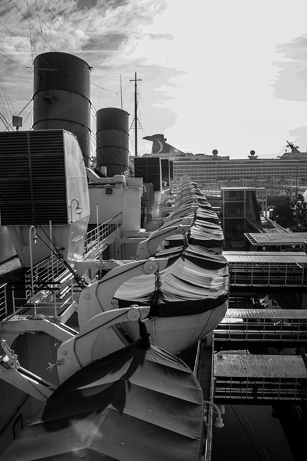 Life boats of The Queen Mary Photograph by Jason Hughes
